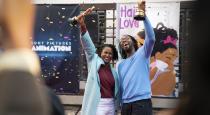 "Hair Love" producer Karen Rupert Toliver and director Matthew A. Cherry celebrate the short film's Academy Award® win with their colleagues at Sony Pictures Animation
